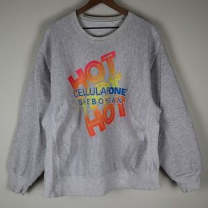 vtg Cellular One Sheboygan Wisconsin Sweatshirt 90s Cell Phone Grey XL 24.5x27.5